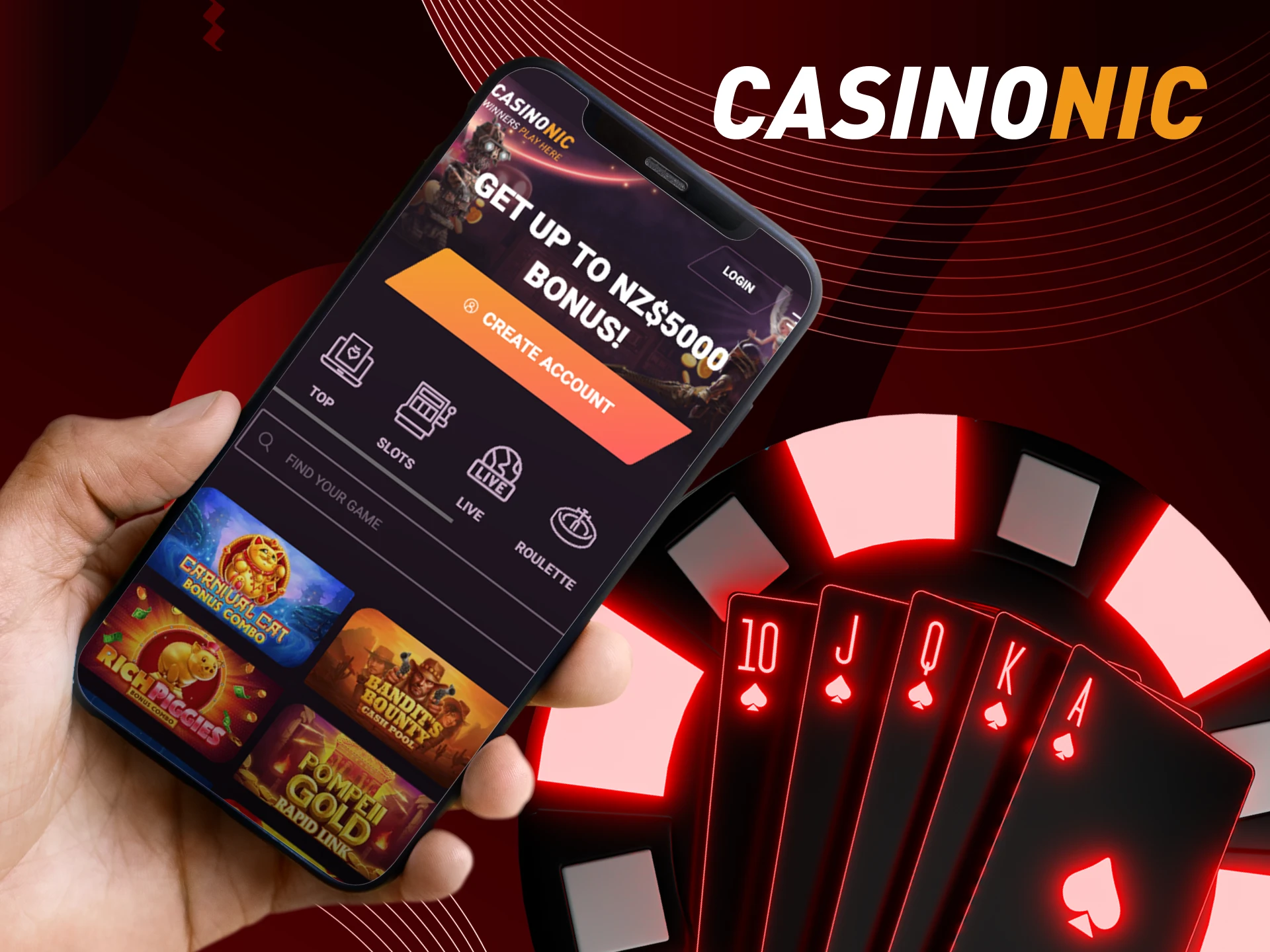 What are the features of the CasinoNic online casino mobile application.