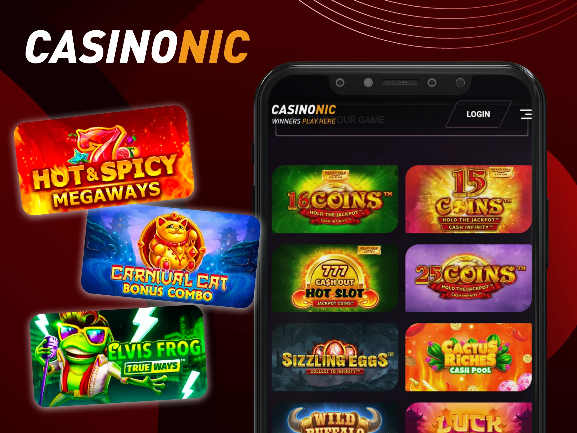 What is in the casino section of the online casino CasinoNic.