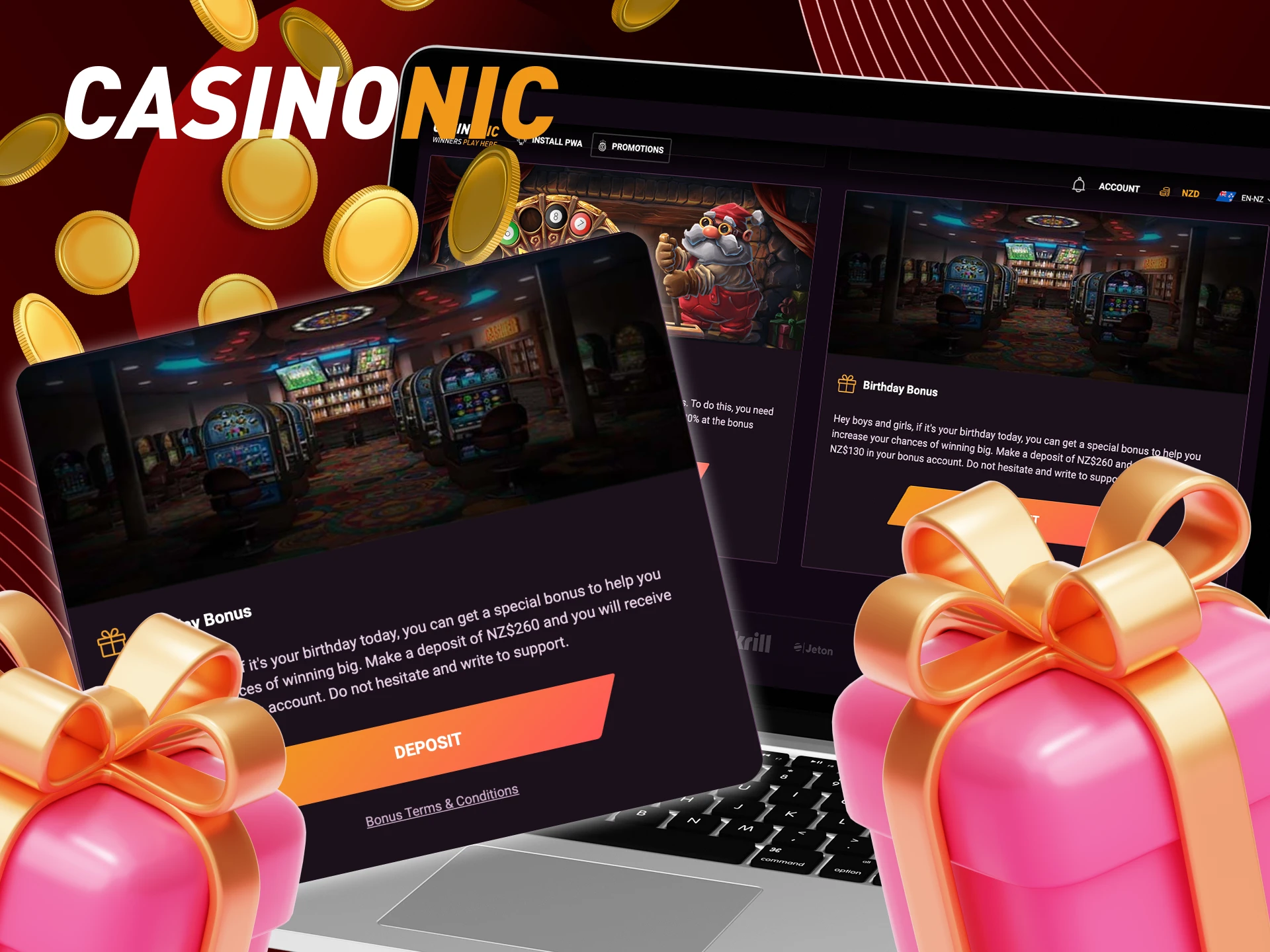 What birthday bonuses are there at CasinoNic online casino.