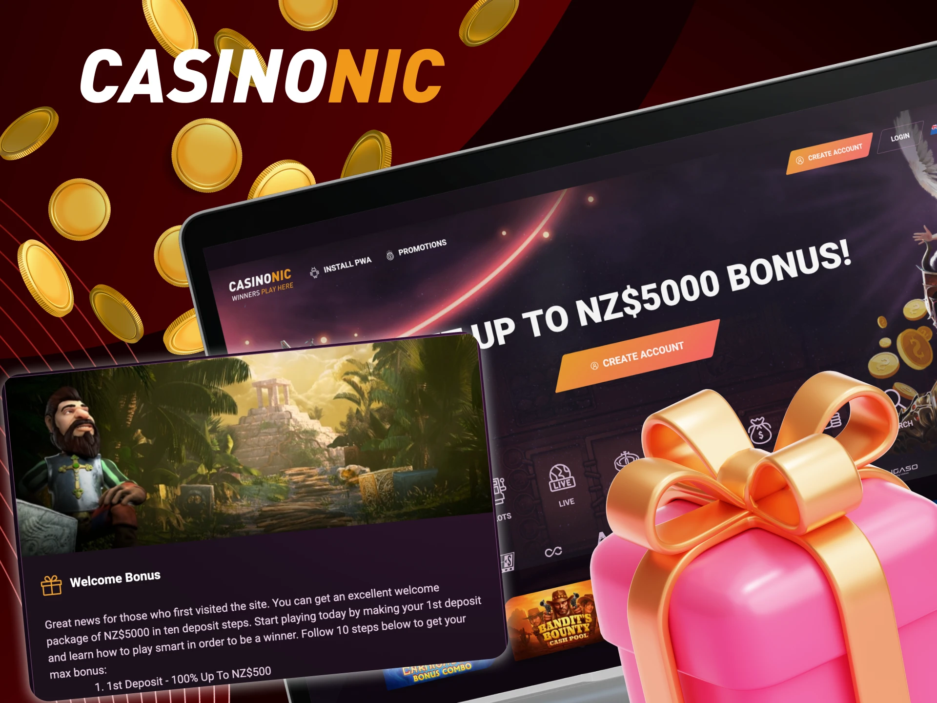 Is there a first deposit bonus at CasinoNic online casino.