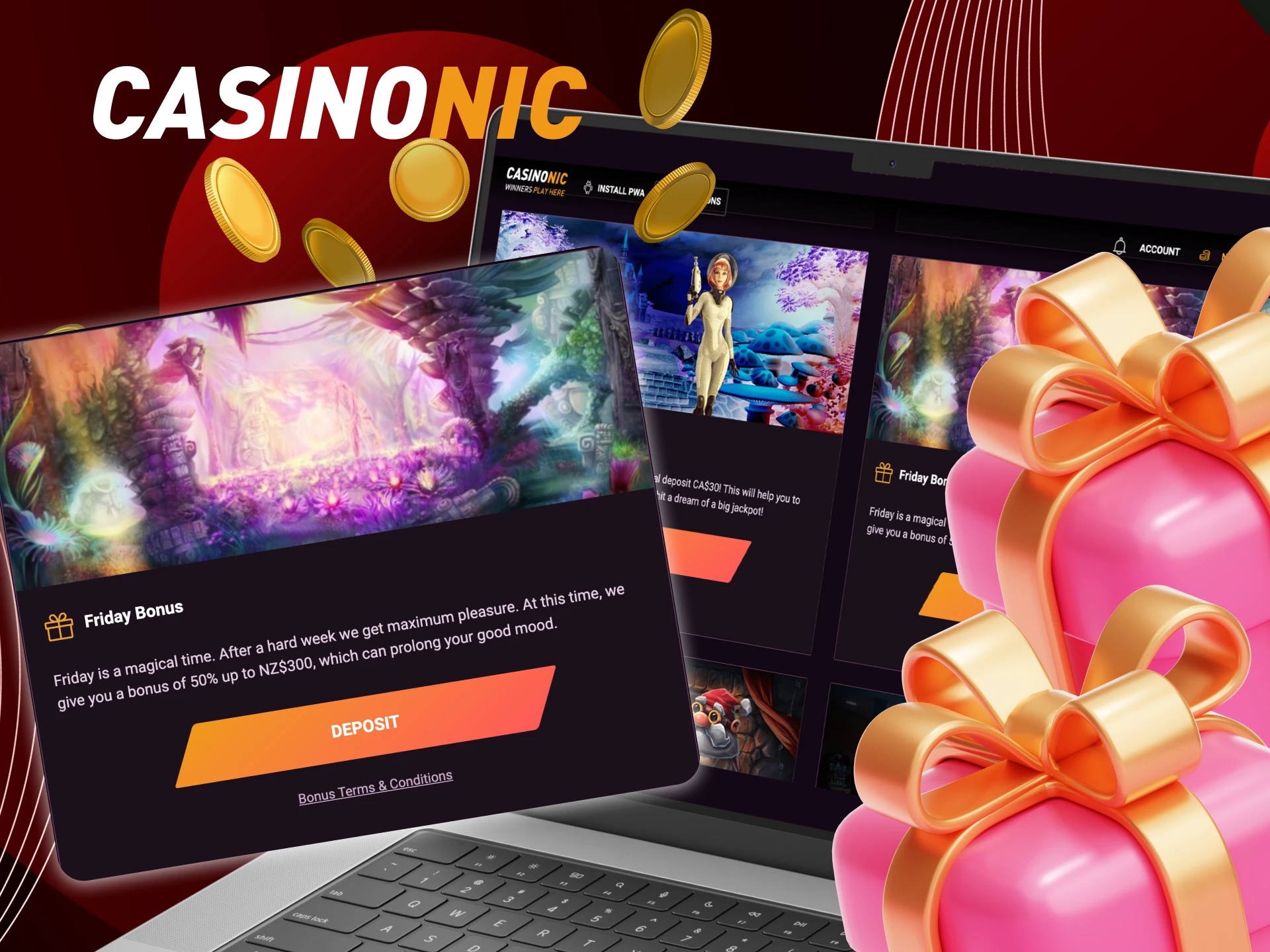 Are there any bonuses before the weekend for players in the online casino CasinoNic.