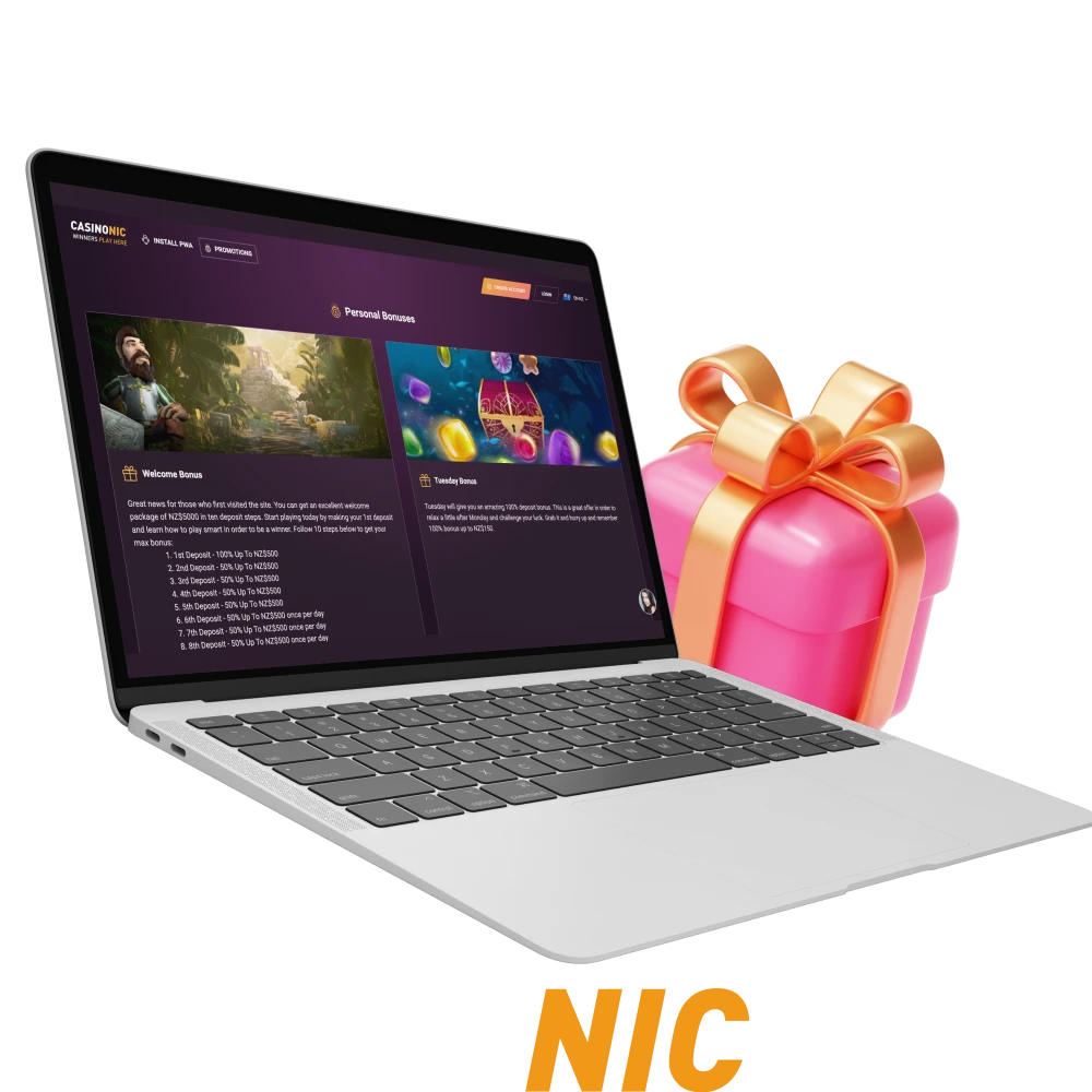 He aha nga putea ka tukuna e te casino ipurangi CasinoNic mo nga kaitakaro.