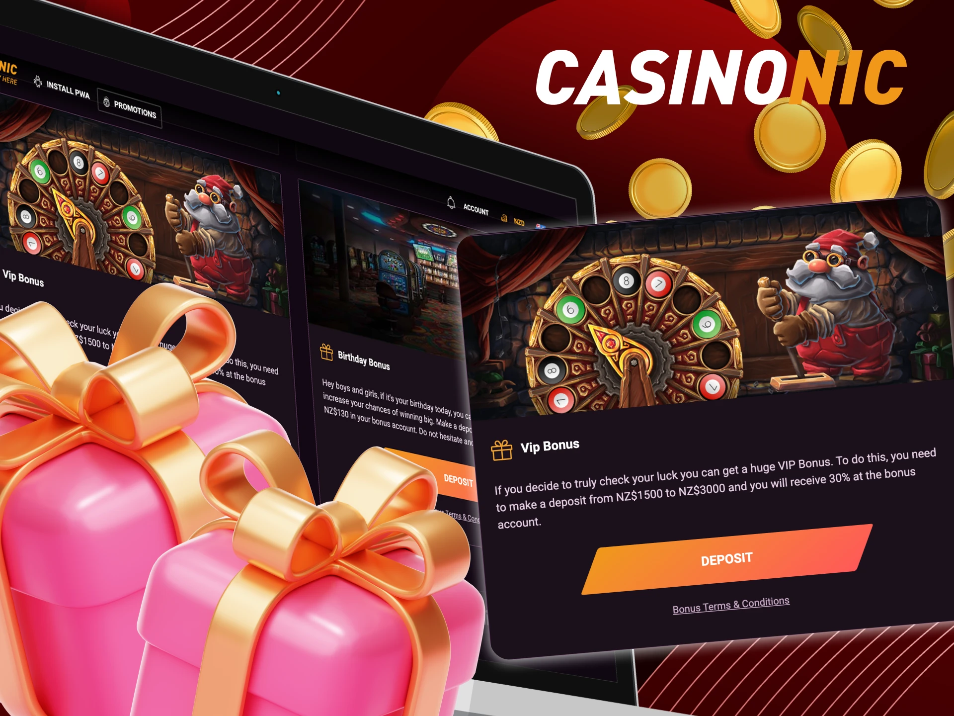 How can I get a VIP Bonus at the online casino CasinoNic.