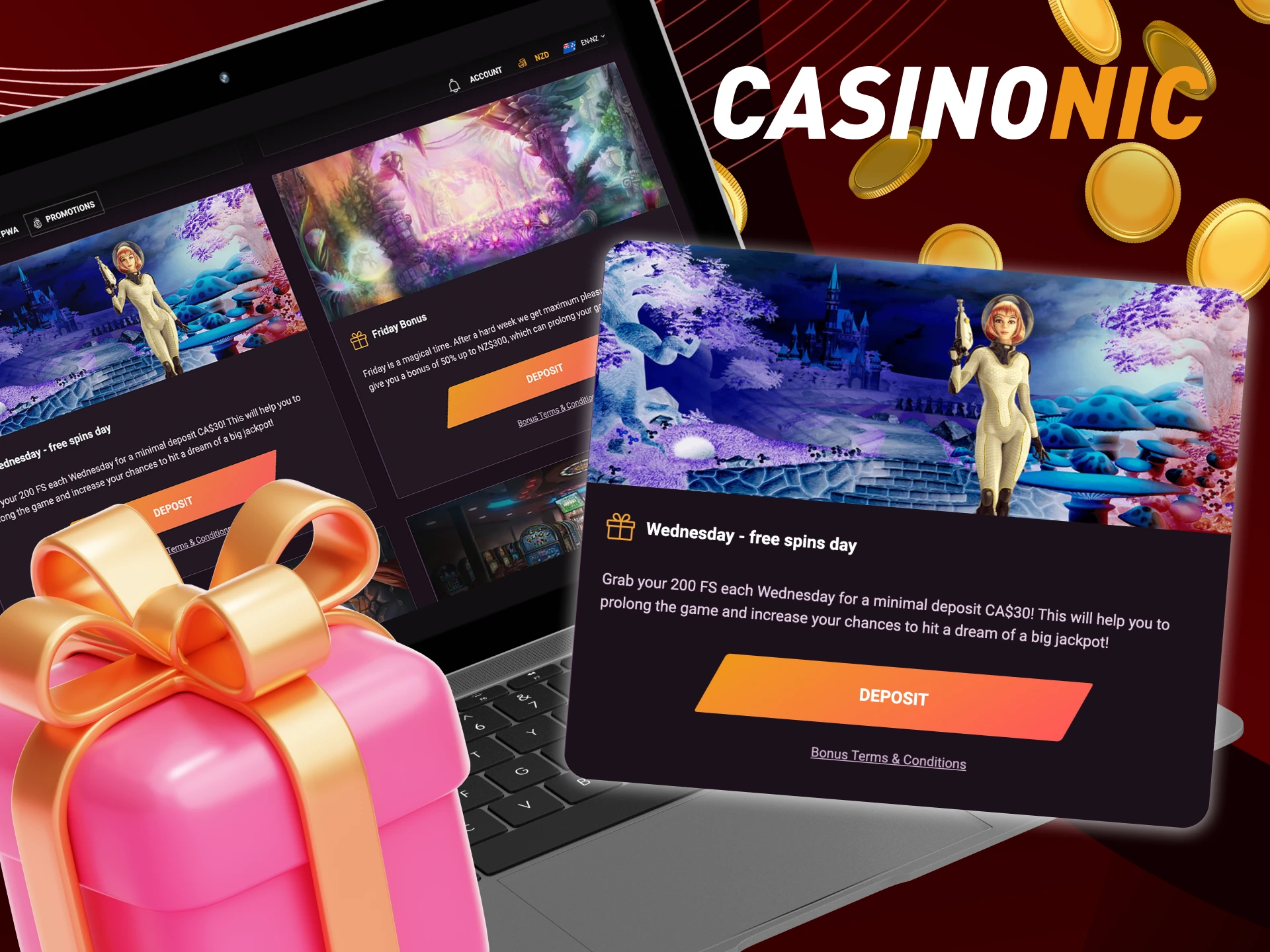 Can I get free spins at CasinoNic online casino.