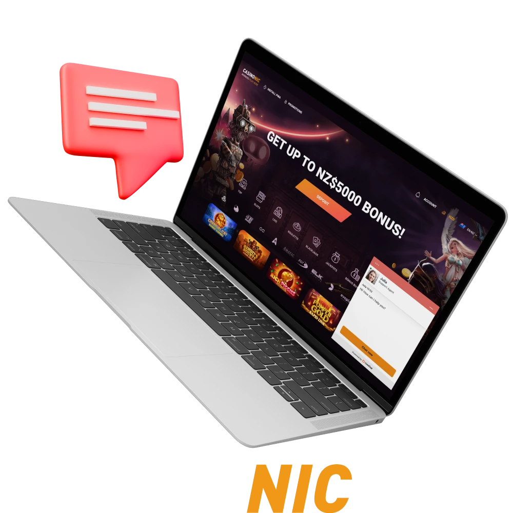 What are the ways to contact the CasinoNic online casino support service.