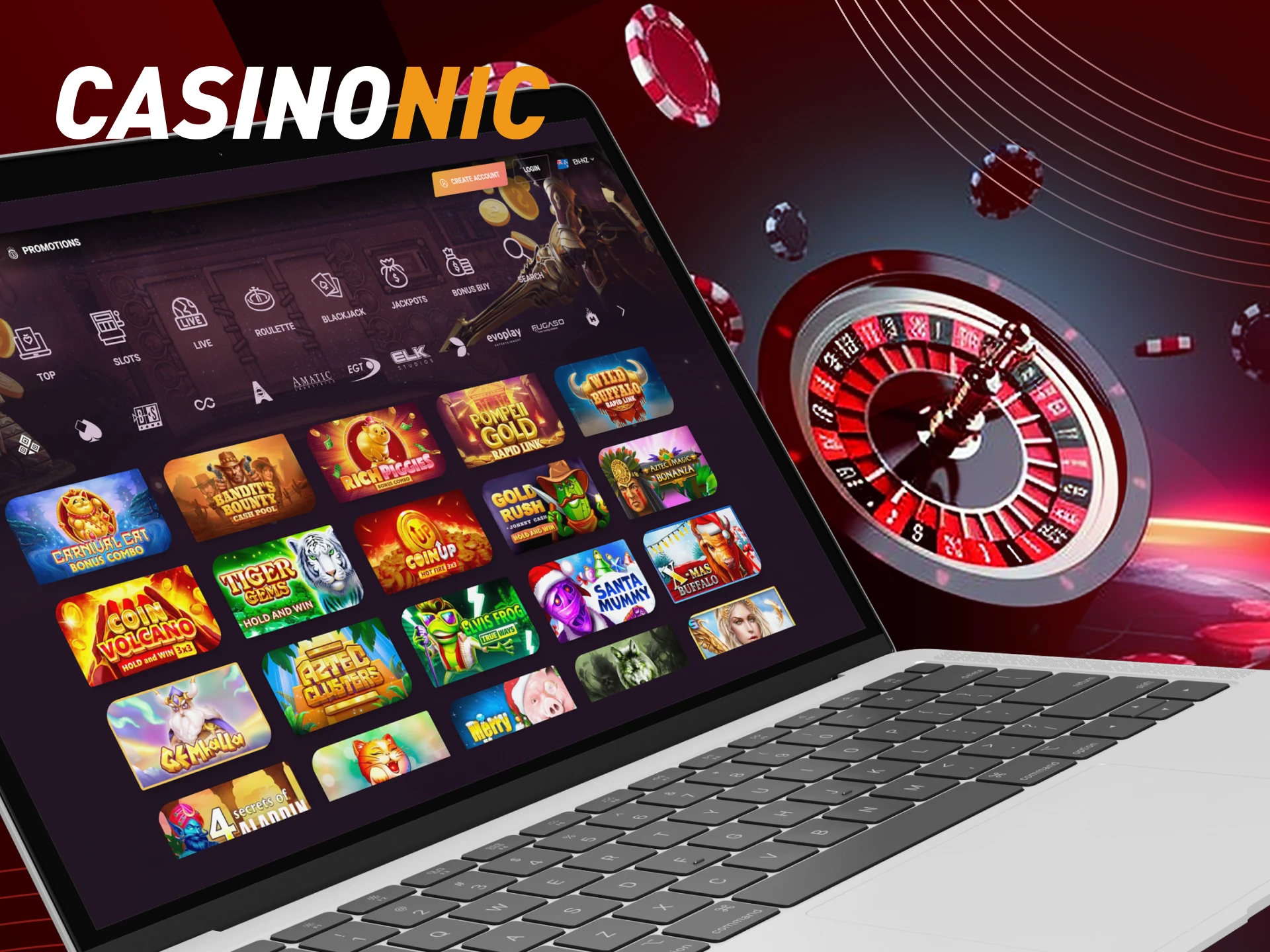 What games are there in the online casino section of the casino CasinoNic.