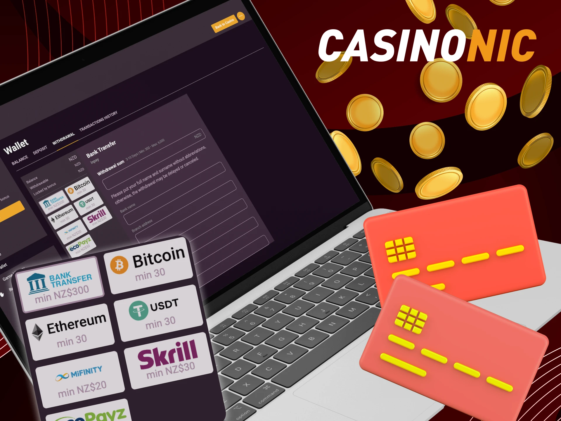 How do you withdraw money from your account at CasinoNic online casino.