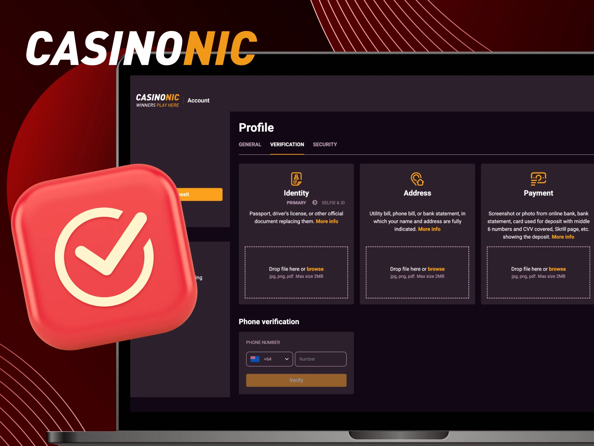 Do I need to verify my account at the online casino CasinoNic.