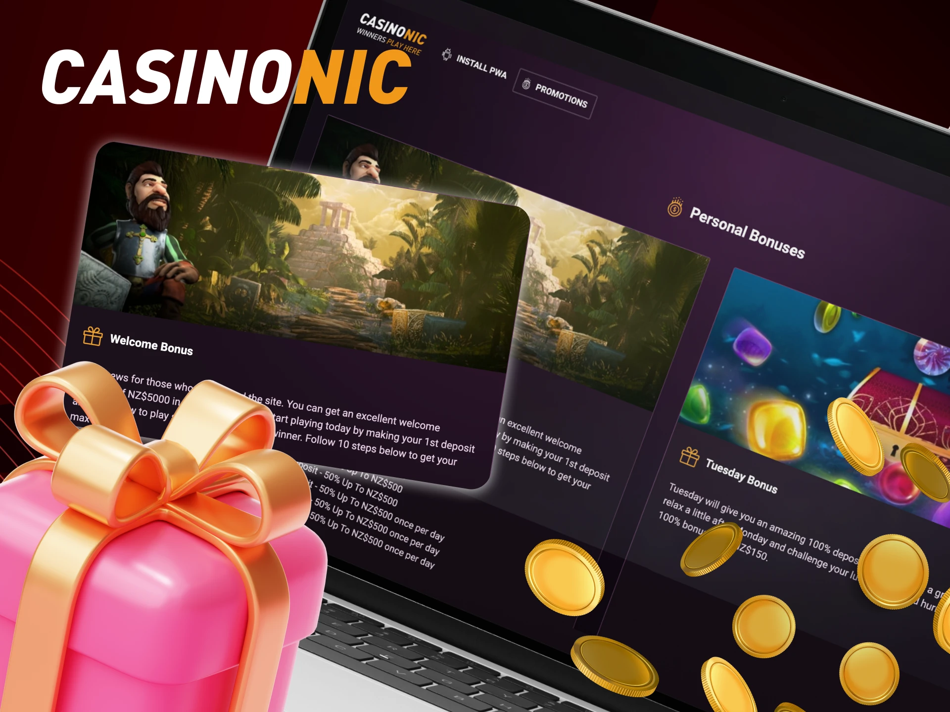 What bonuses are there for players in the online casino CasinoNic.