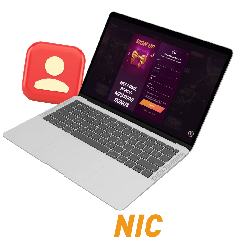 How to create a new account in the online casino CasinoNic.