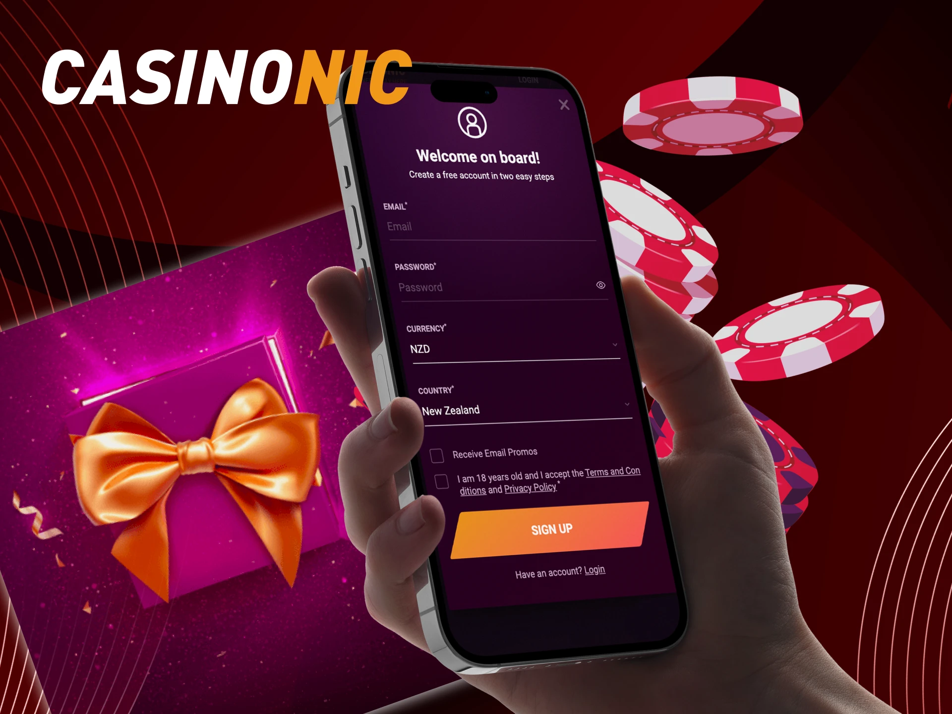 Can I create a new account in the online casino CasinoNic in the mobile application.