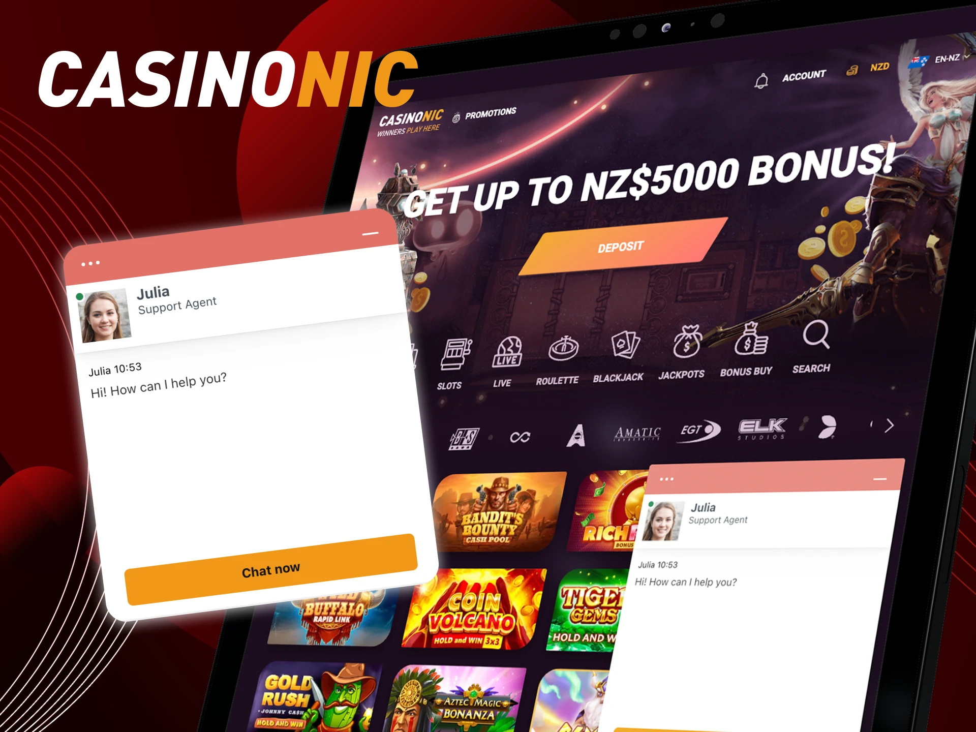 What is live chat on the online casino website CasinoNic.